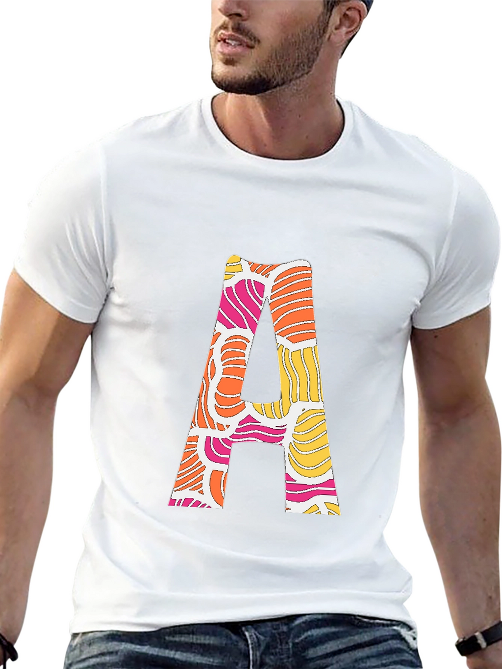 Retro Initial A Graphic Tee - Black