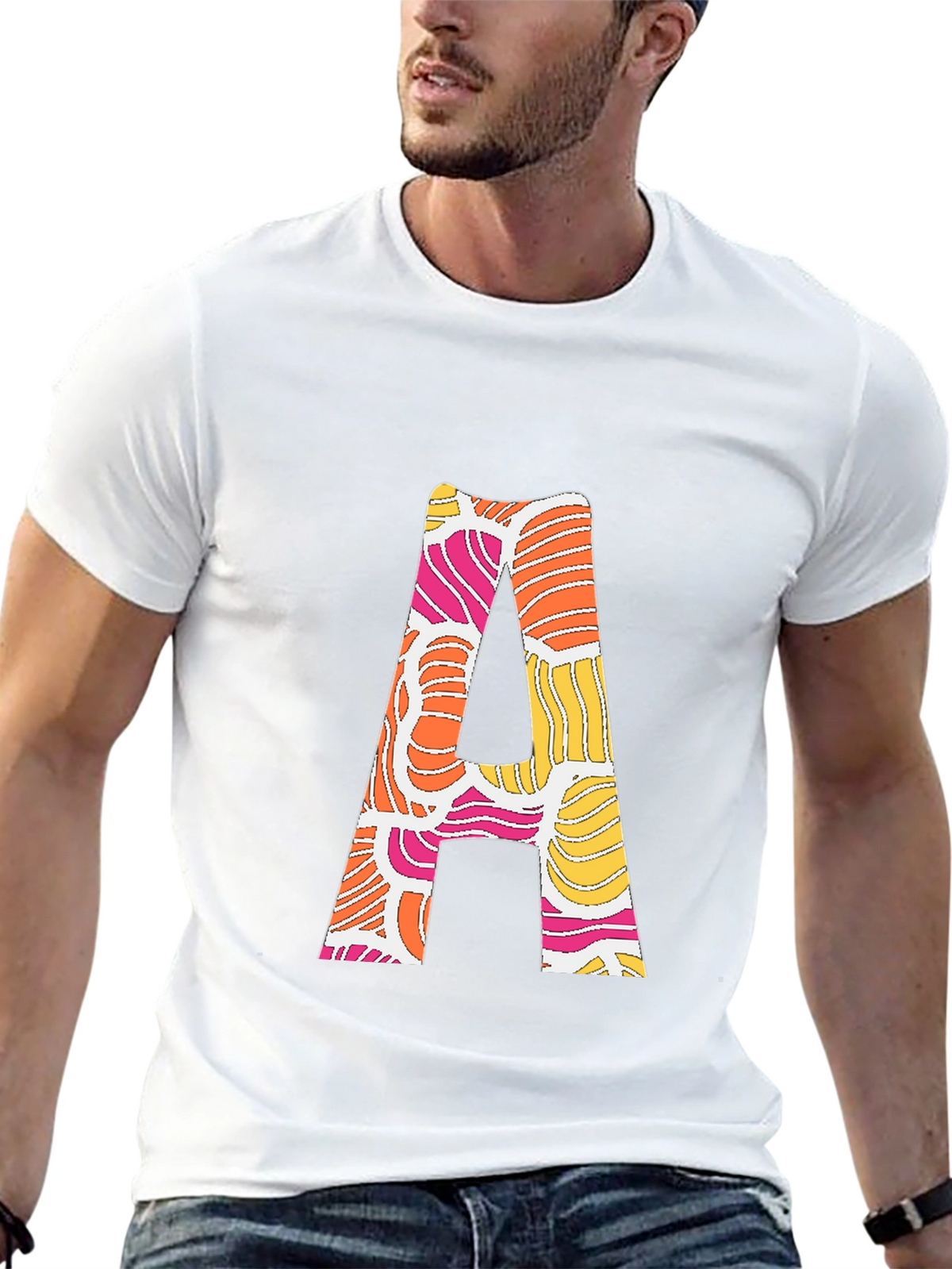 Retro Initial A Graphic Tee - Black