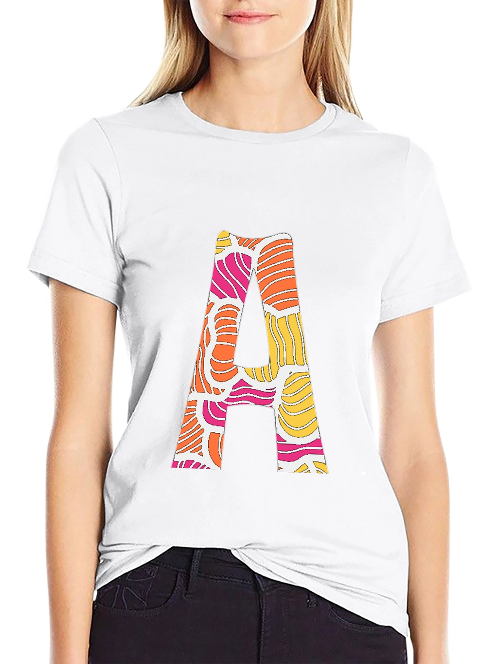 Retro Initial A Graphic Tee - Black
