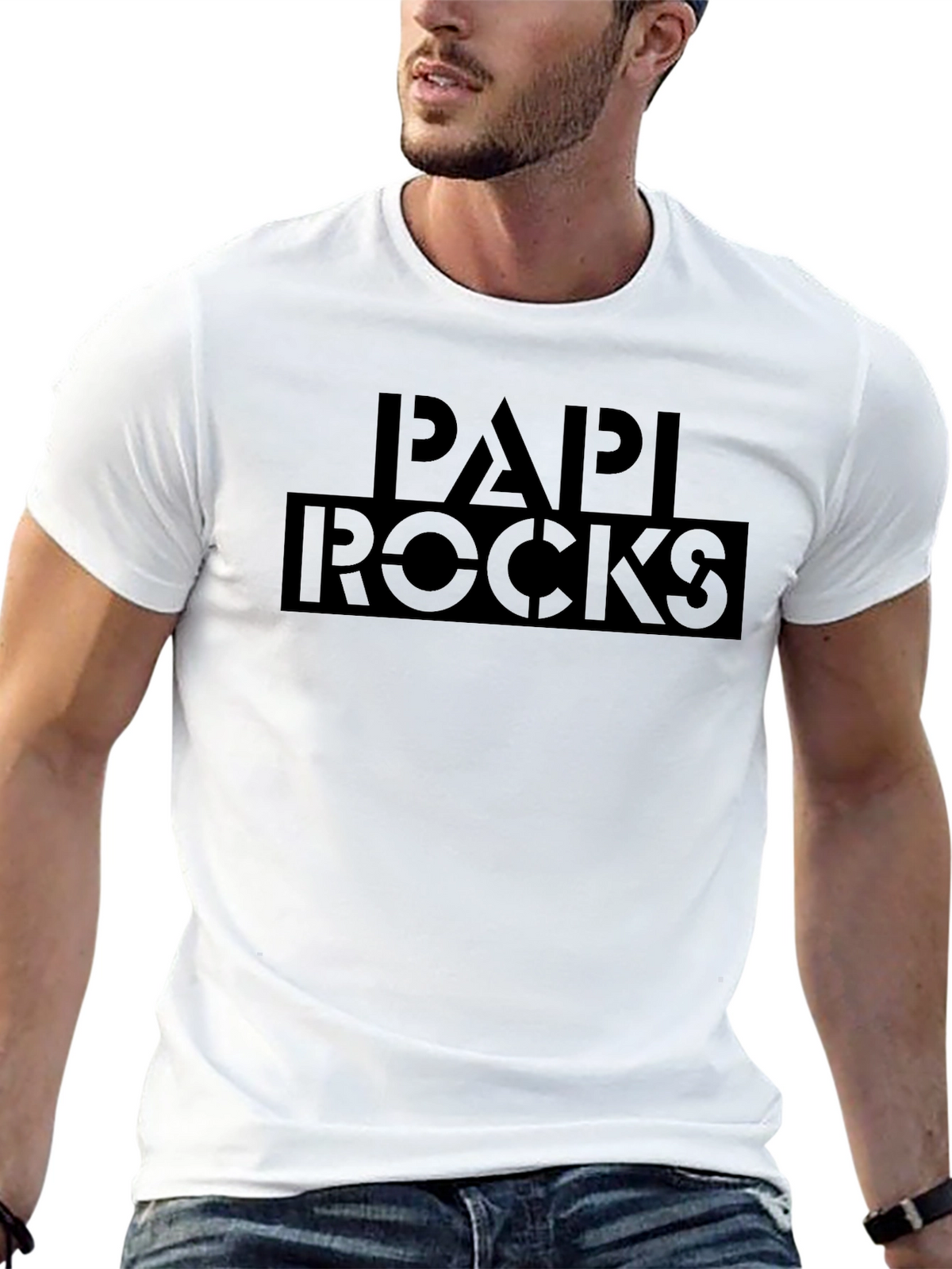 Papi Rocks Black Graphic Print T-Shirt
