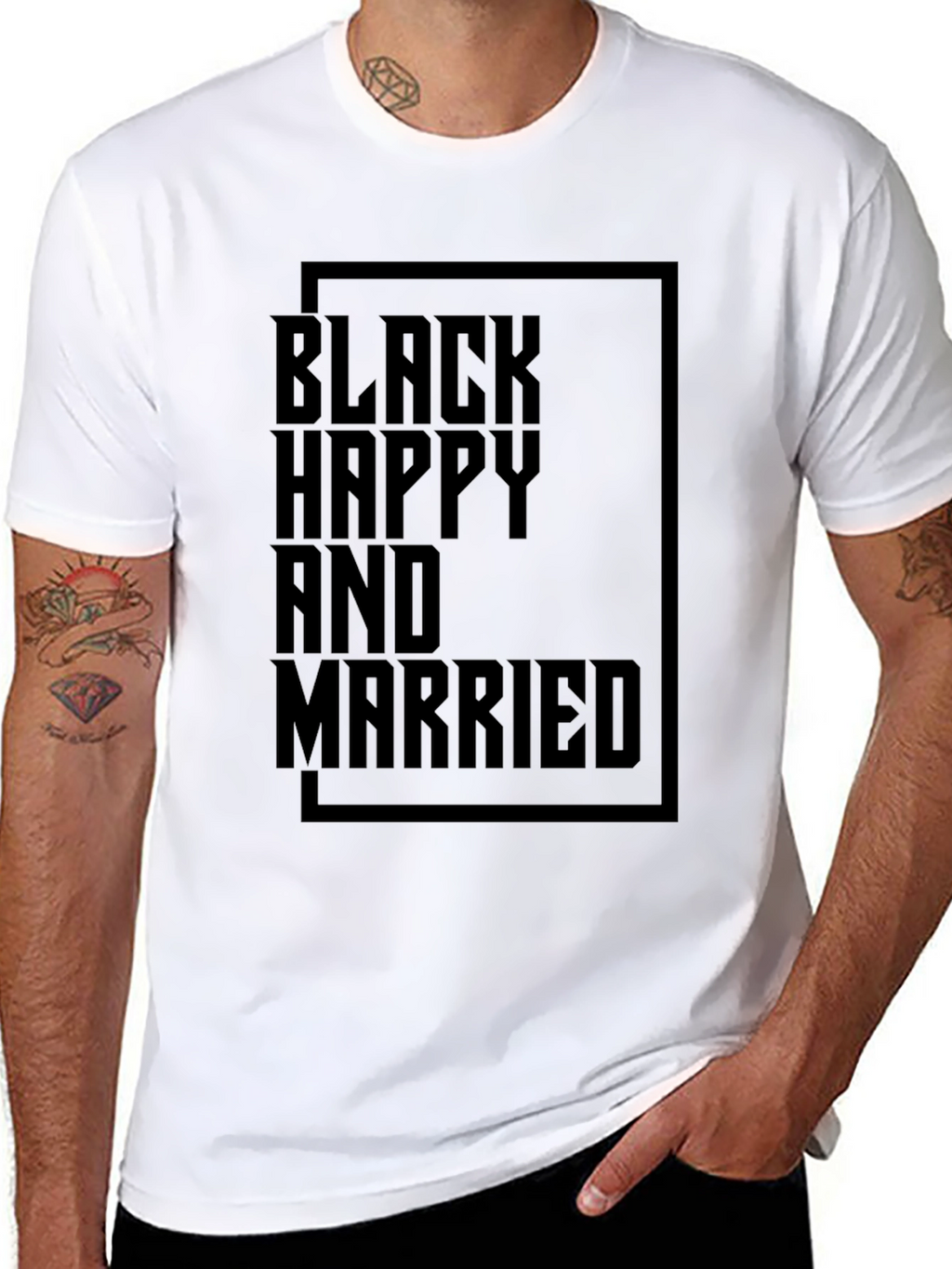Black Happy and Married Graphic T-Shirt