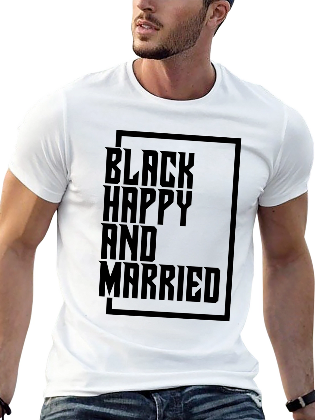 Black Happy and Married Graphic T-Shirt