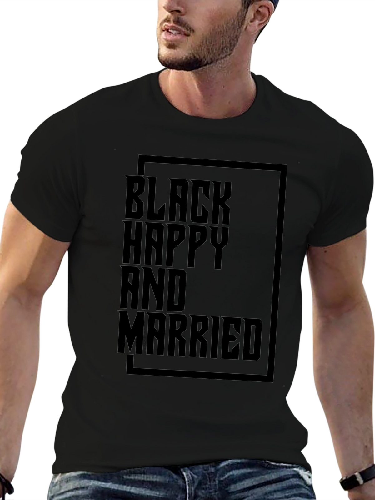 Black Happy and Married Graphic T-Shirt