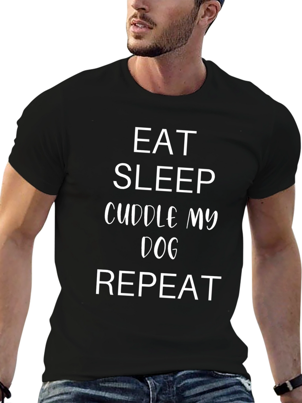 Eat Sleep Cuddle My Dog Repeat Graphic Tee