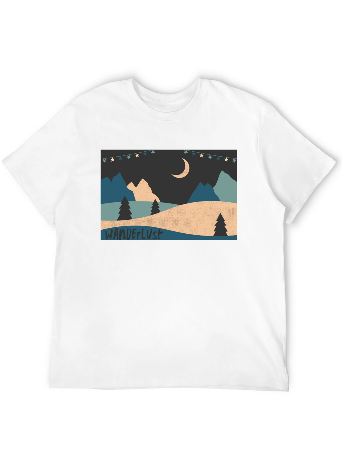 Wanderlust Mountain Scene Graphic Tee - Black
