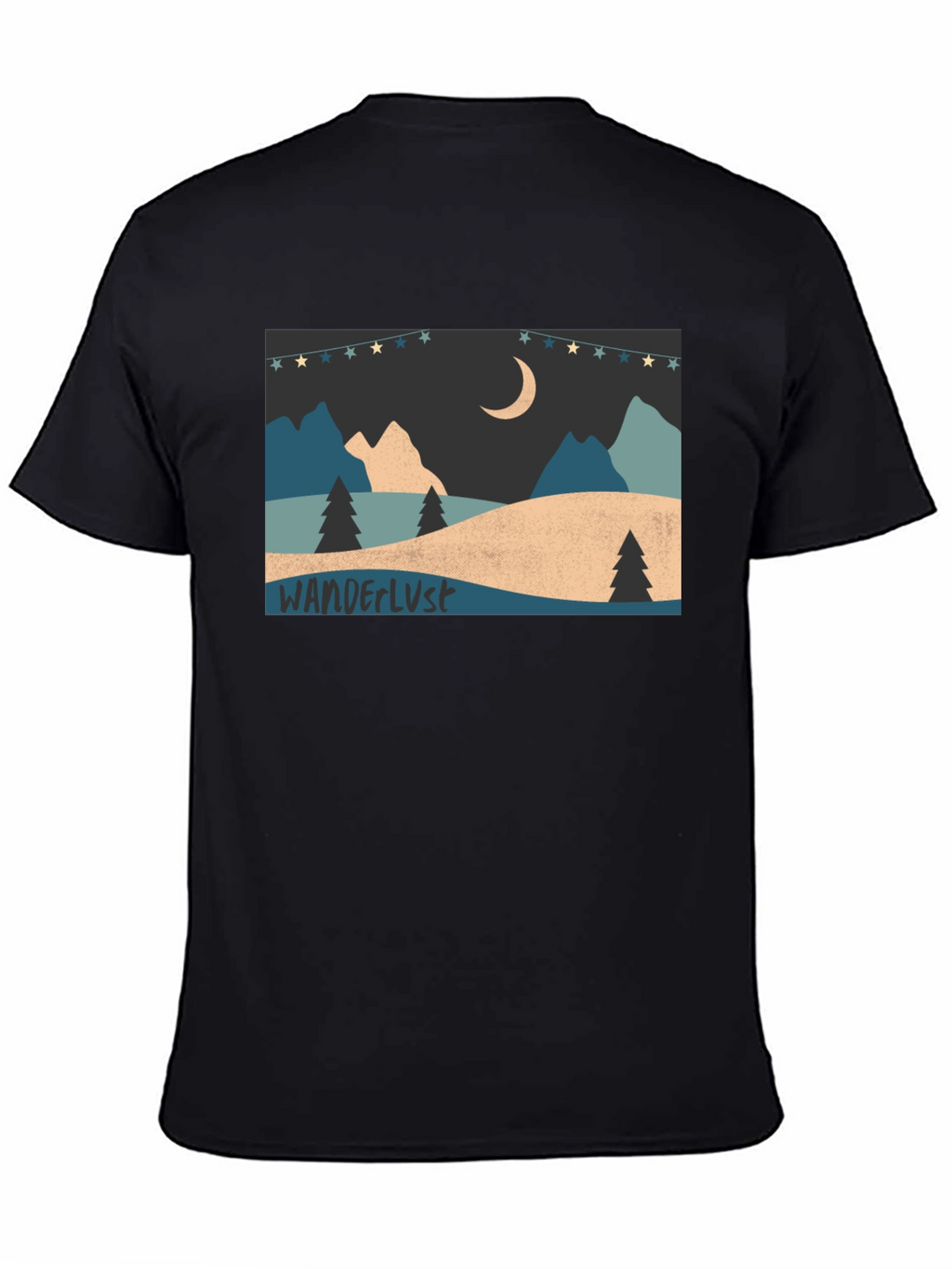 Wanderlust Mountain Scene Graphic Tee - Black
