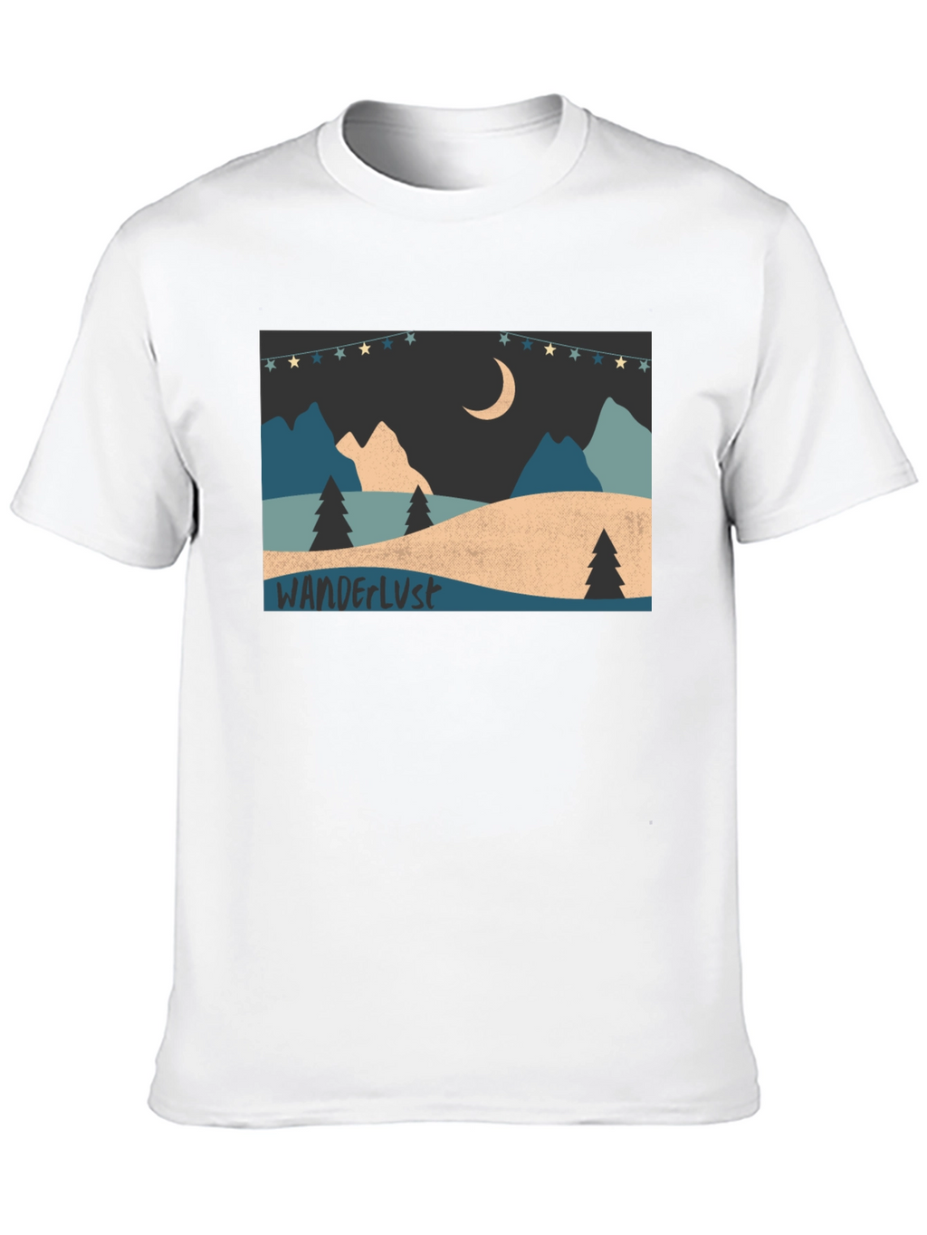 Wanderlust Mountain Scene Graphic Tee - Black