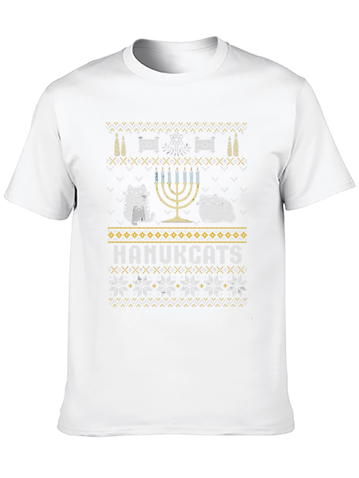 Hanukcats Funny Hanukkah Sweater Design T-Shirt
