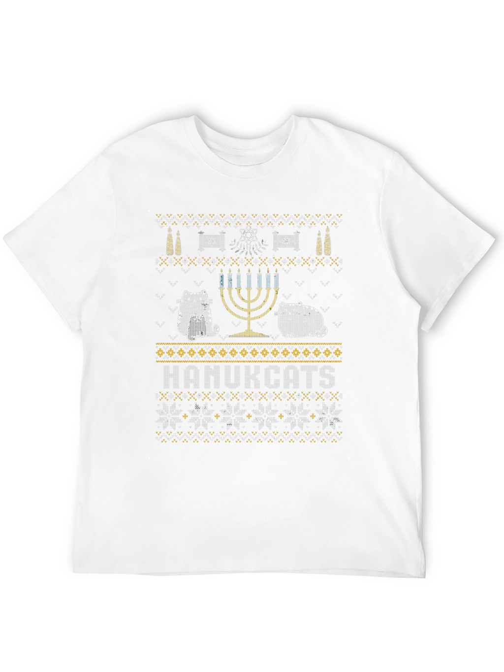 Hanukcats Funny Hanukkah Sweater Design T-Shirt