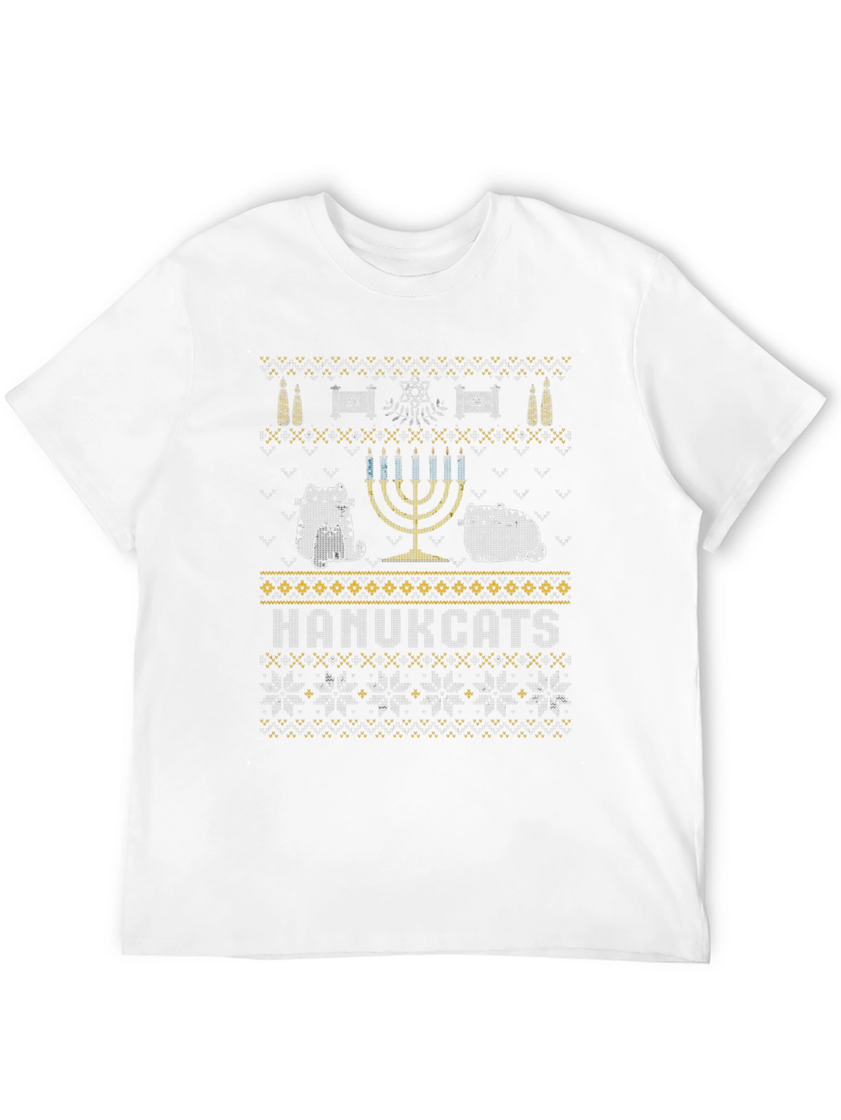 Hanukcats Funny Hanukkah Sweater Design T-Shirt