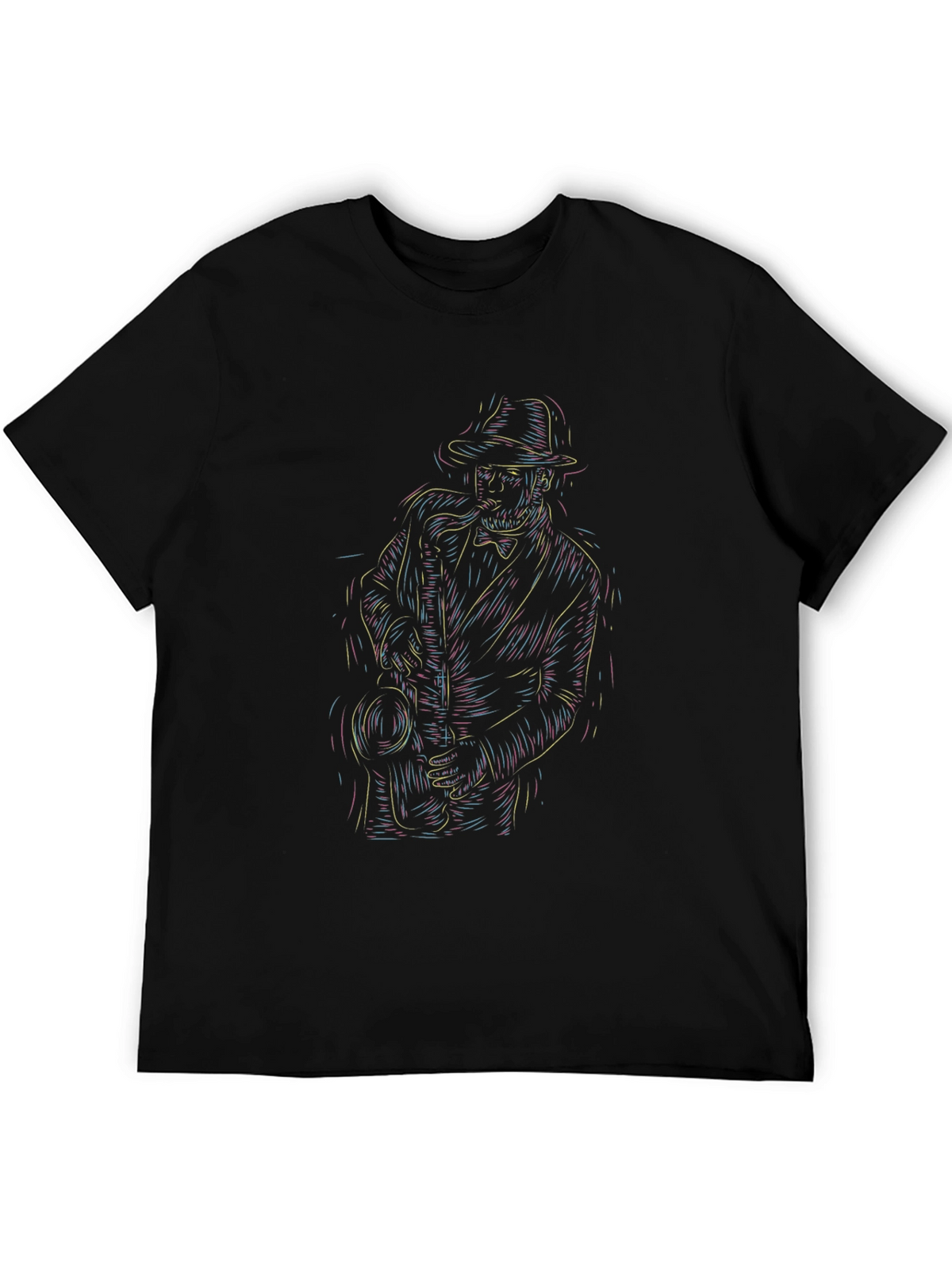 Cool Jazz Musician Graphic Tee - Black