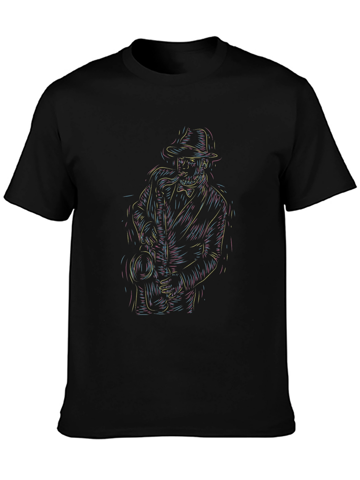 Cool Jazz Musician Graphic Tee - Black