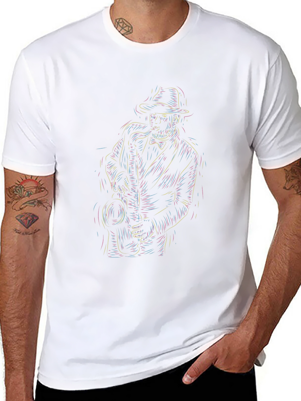 Cool Jazz Musician Graphic Tee - Black
