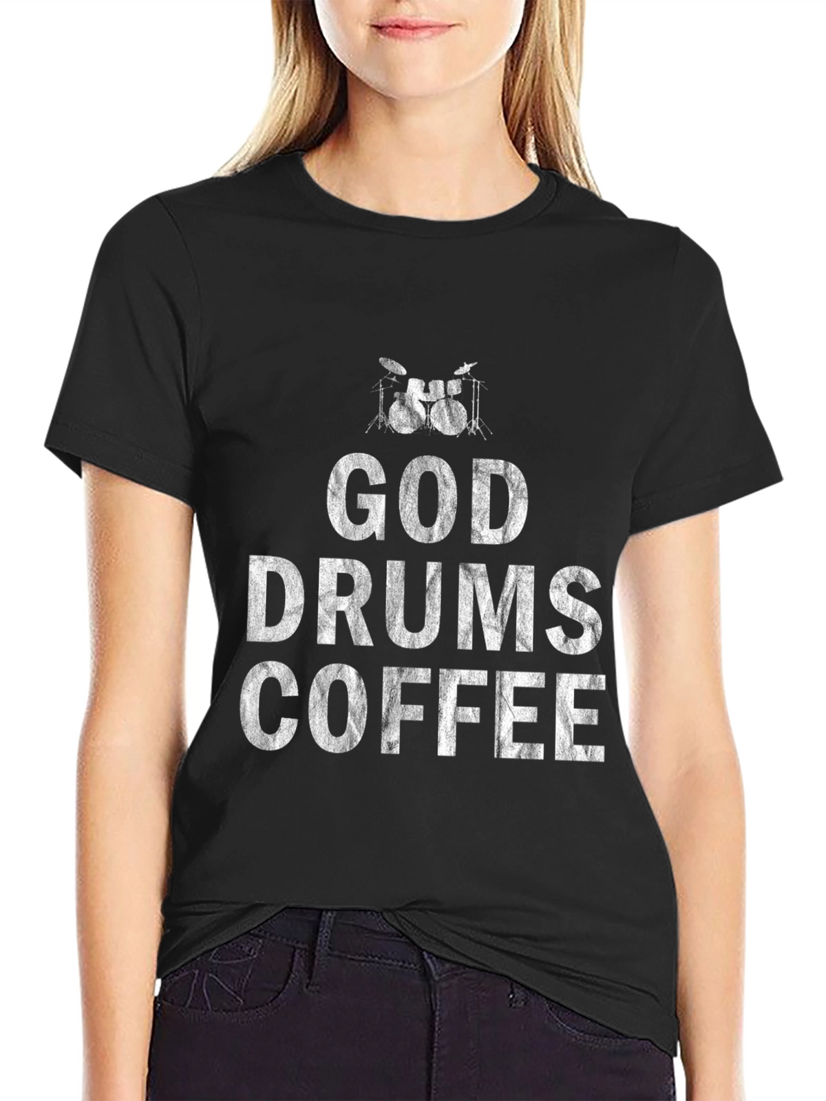 God Drums Coffee Black T-Shirt