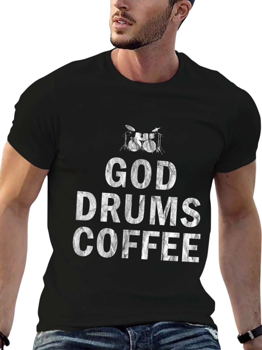 God Drums Coffee Black T-Shirt
