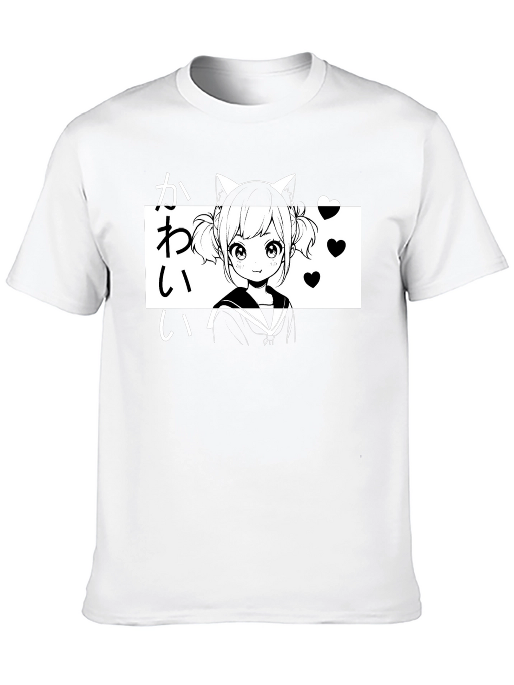 Kawaii Anime Girl T-Shirt Black Graphic Tee