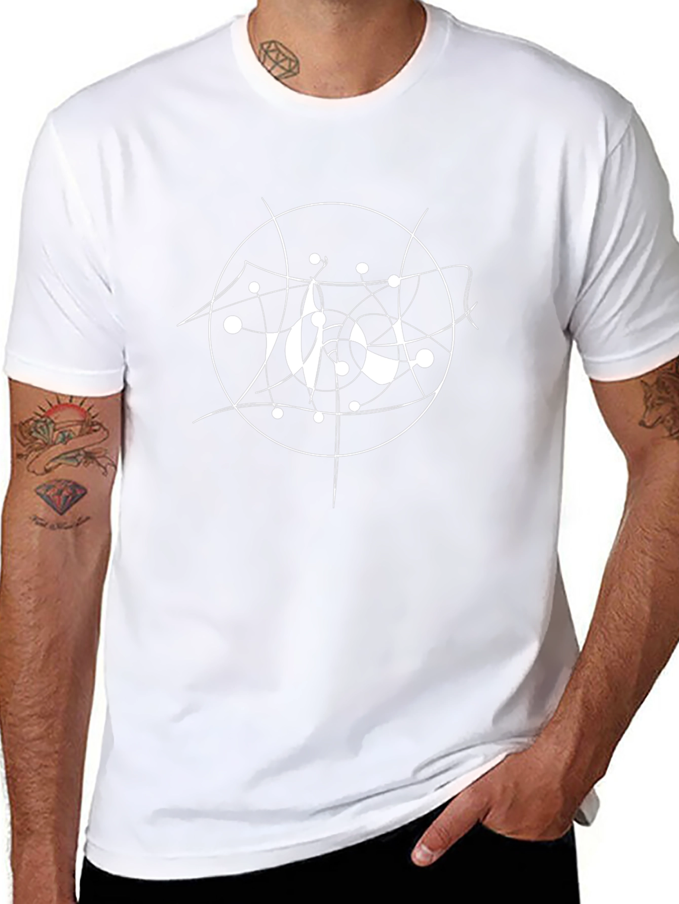 Abstract Circle Graphic Tee - Modern Black T-Shirt