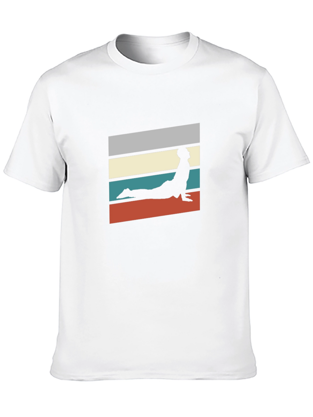 Retro Yoga Pose Graphic Tee - Black Cotton T-Shirt