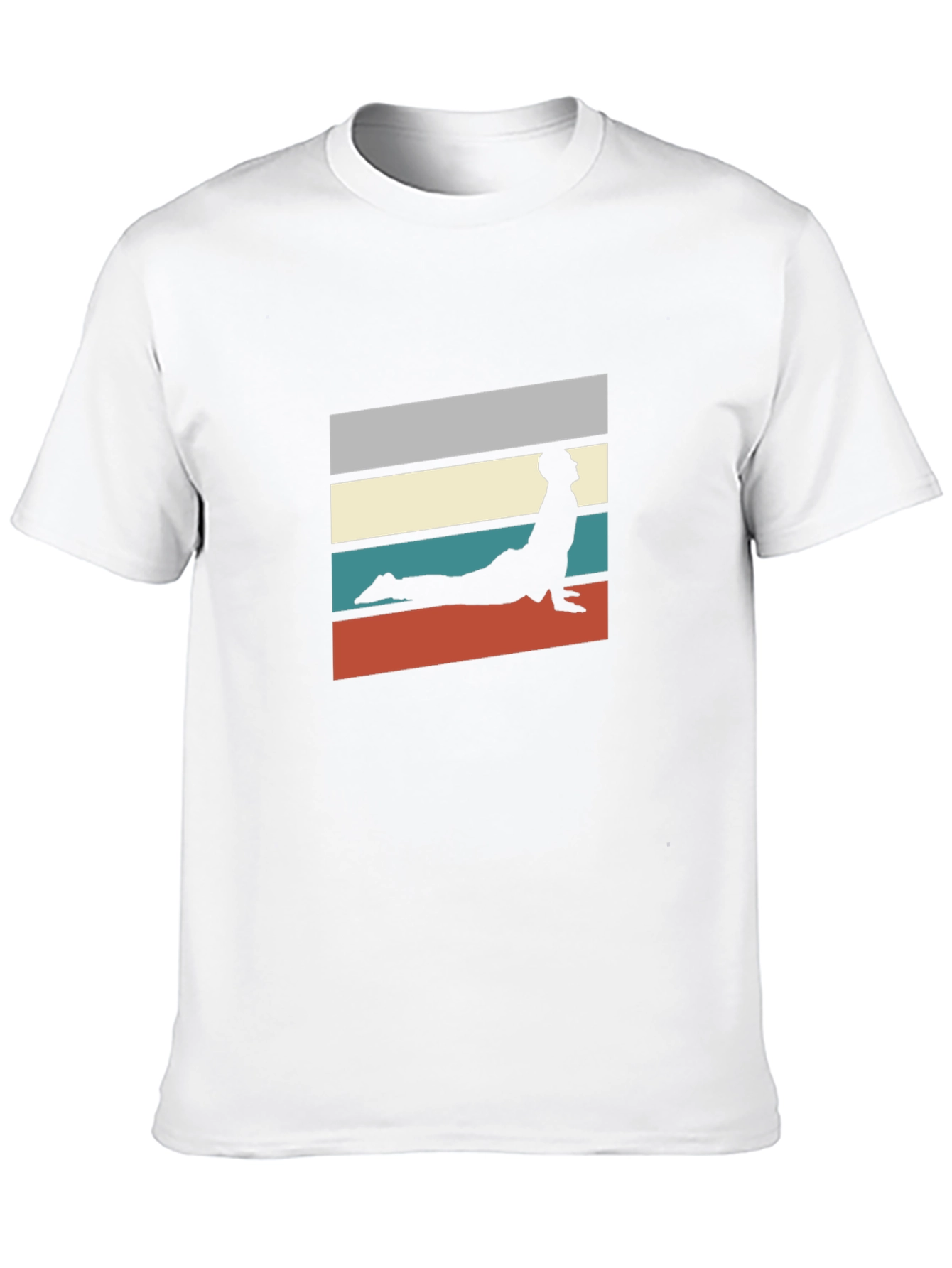 Retro Yoga Pose Graphic Tee - Black Cotton T-Shirt