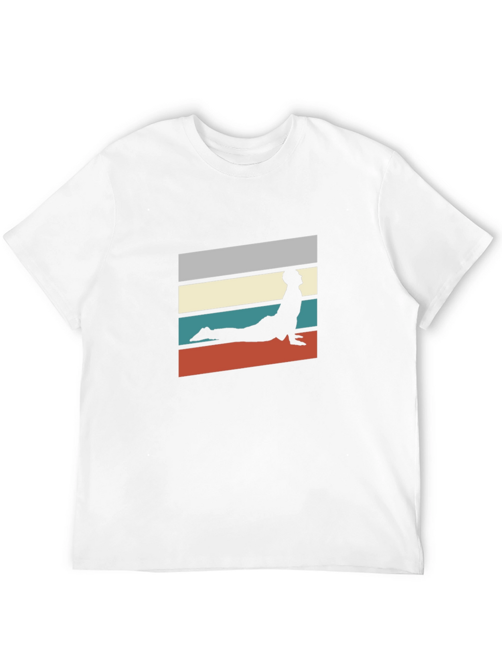 Retro Yoga Pose Graphic Tee - Black Cotton T-Shirt