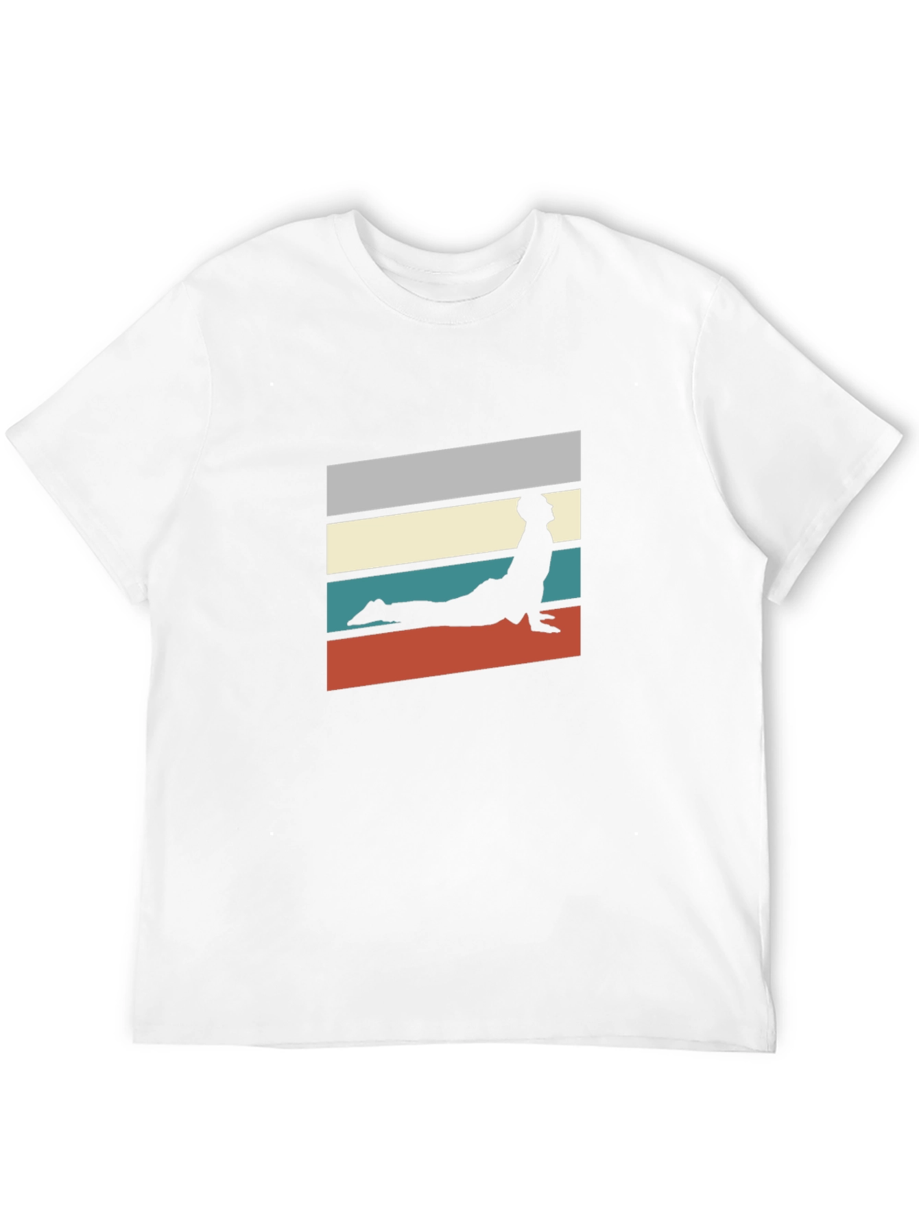 Retro Yoga Pose Graphic Tee - Black Cotton T-Shirt