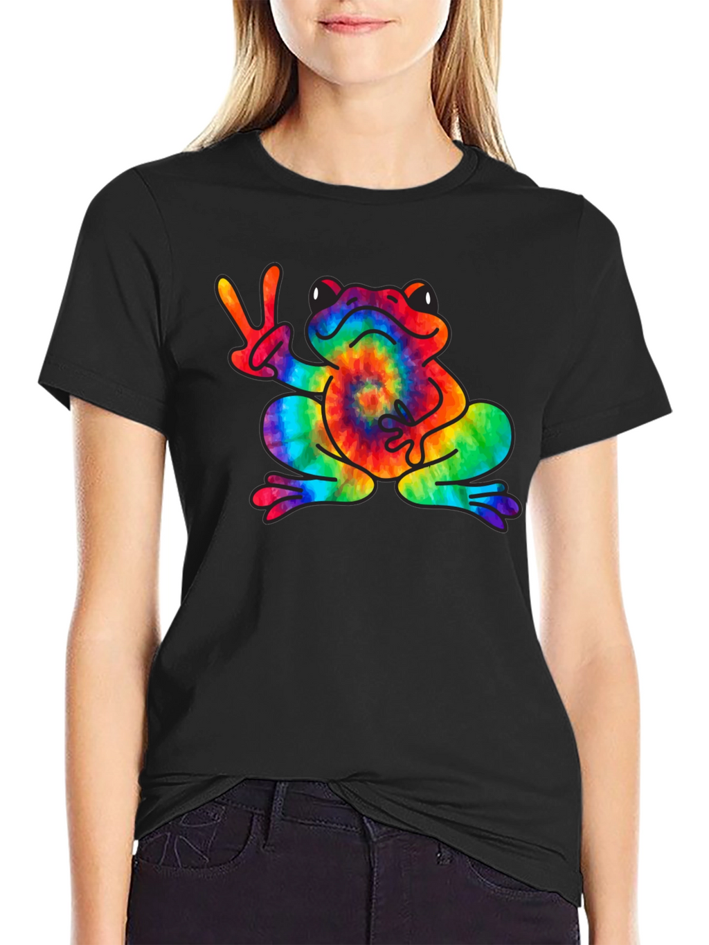 Tie-Dye Frog Peace Sign T-Shirt