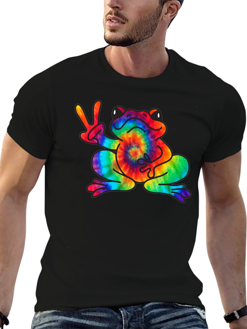 Tie-Dye Frog Peace Sign T-Shirt