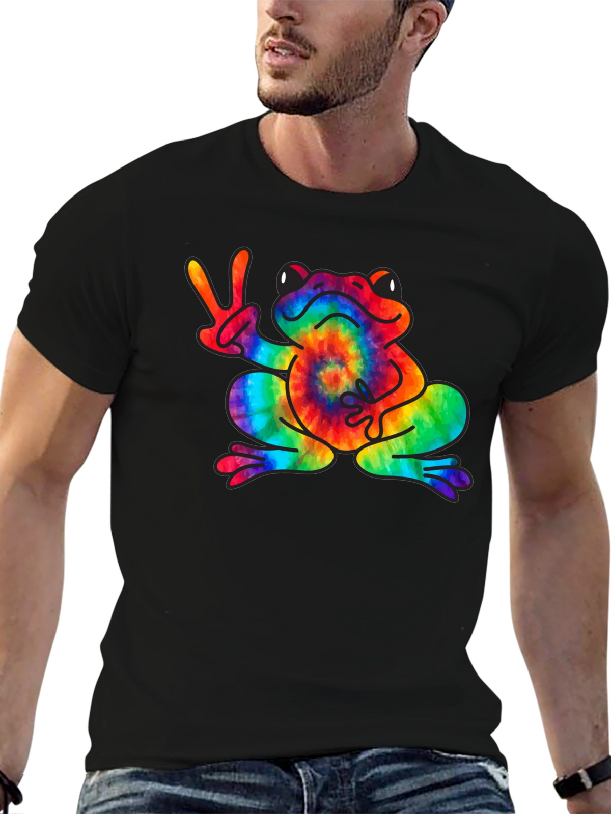 Tie-Dye Frog Peace Sign T-Shirt