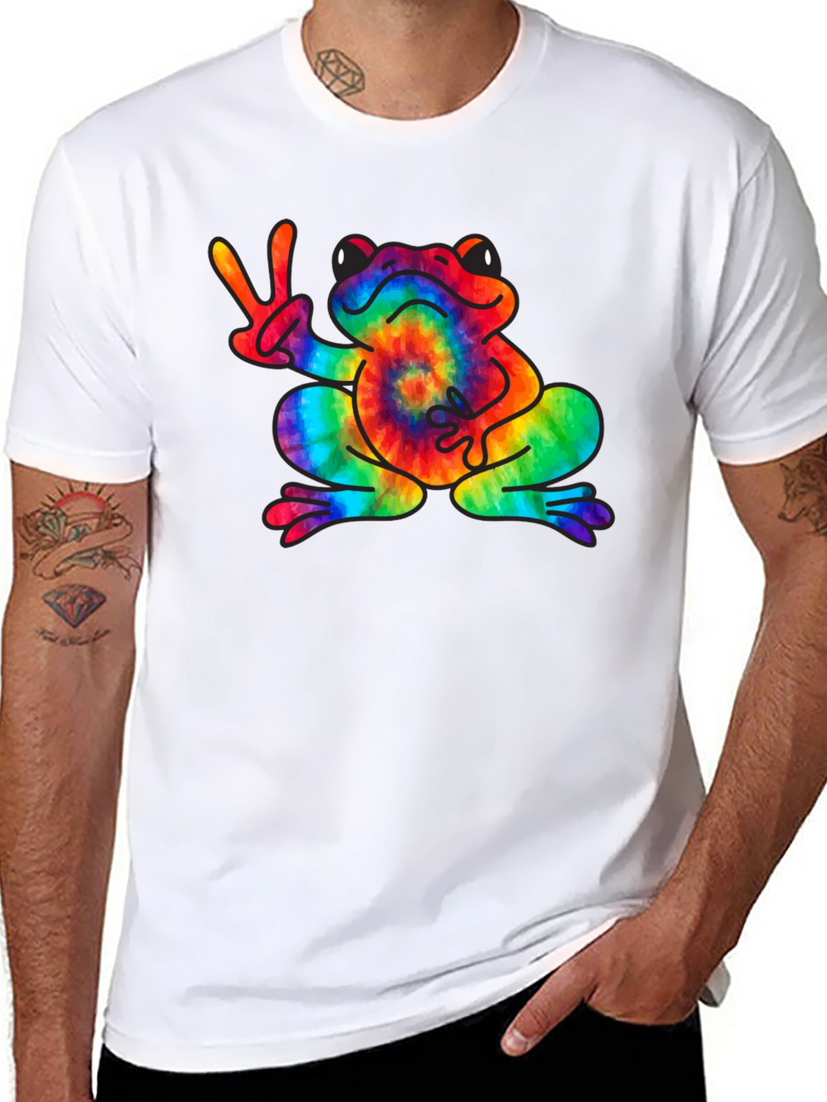 Tie-Dye Frog Peace Sign T-Shirt