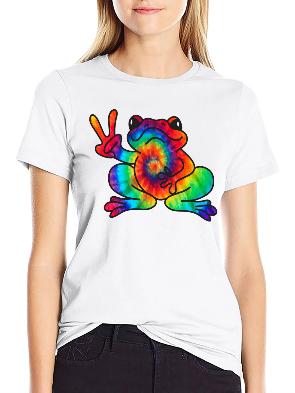 Tie-Dye Frog Peace Sign T-Shirt