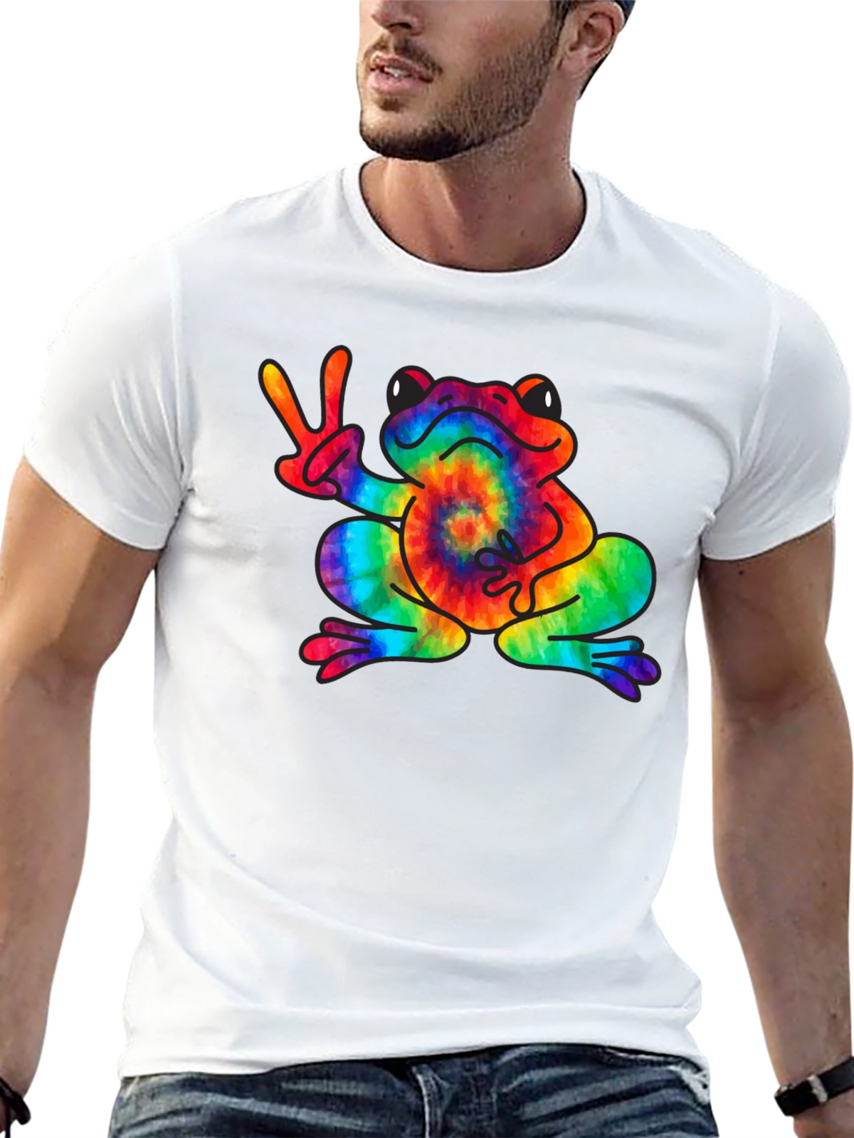 Tie-Dye Frog Peace Sign T-Shirt