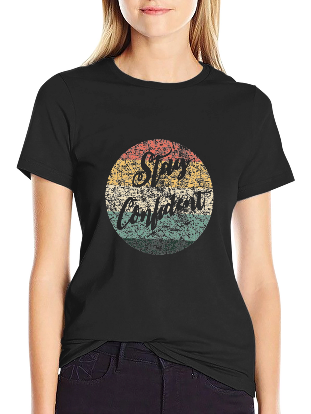 Stay Confident Retro Circle Graphic T-Shirt