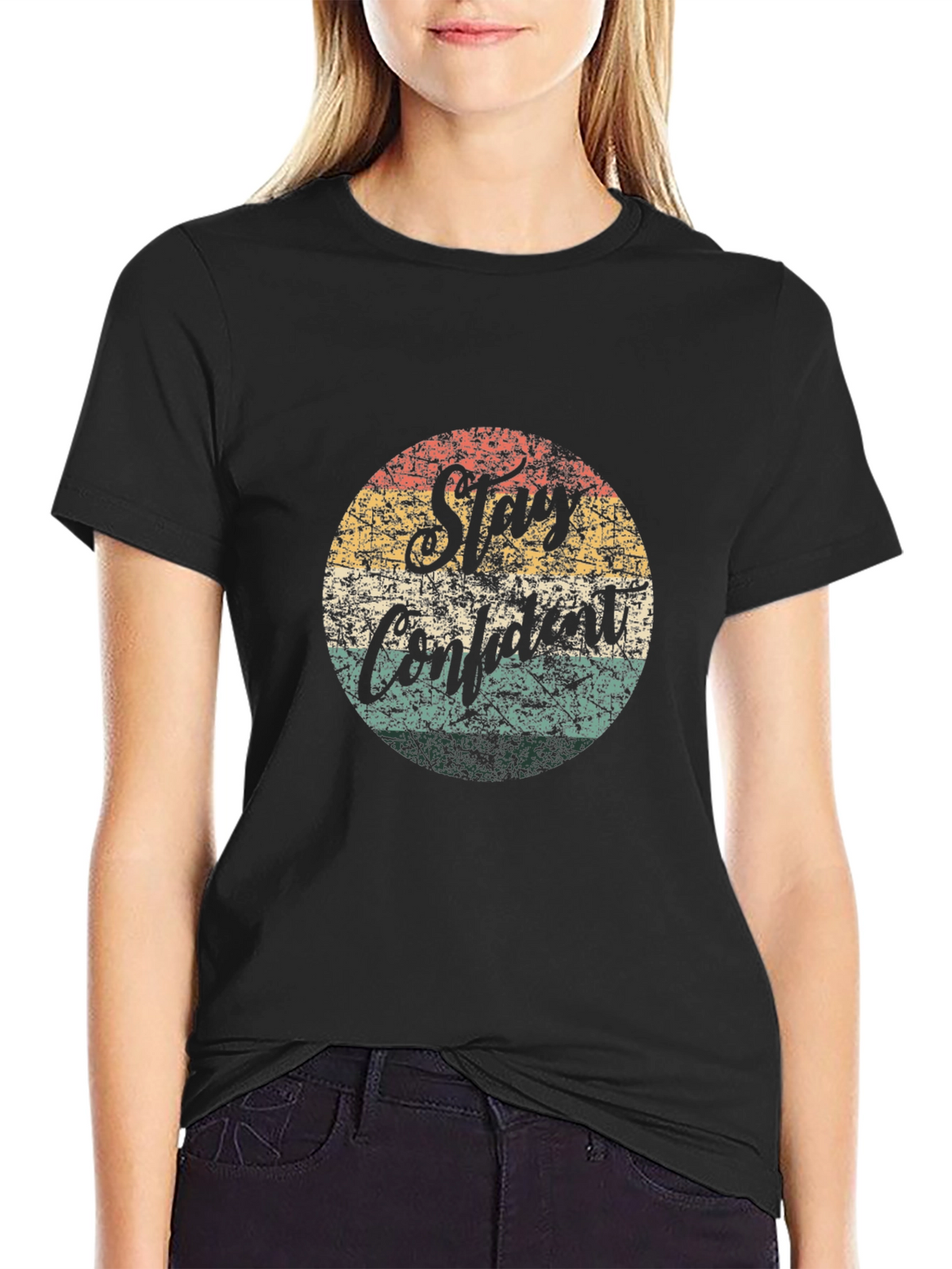 Stay Confident Retro Circle Graphic T-Shirt