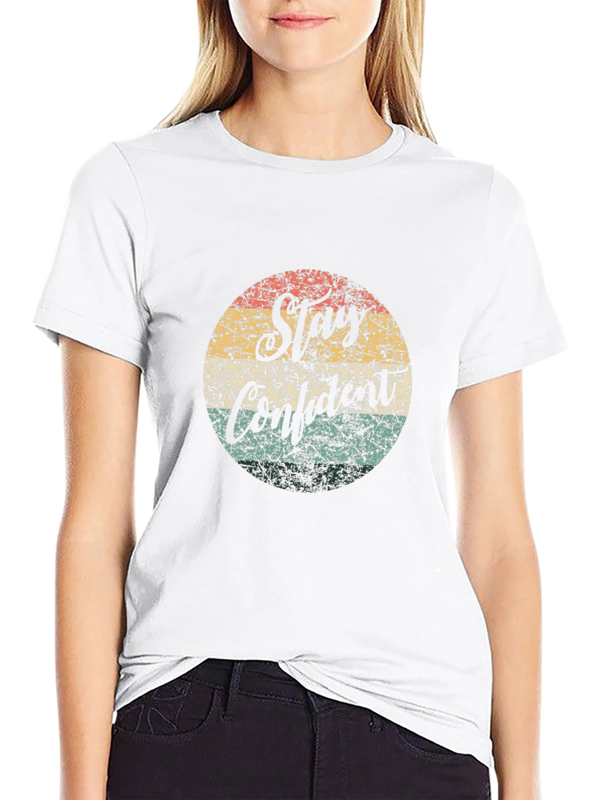 Stay Confident Retro Circle Graphic T-Shirt