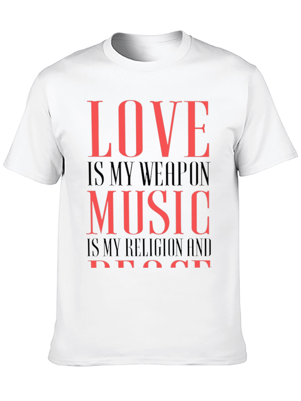 Love Music Peace Graphic Tee - Black Cotton T-Shirt