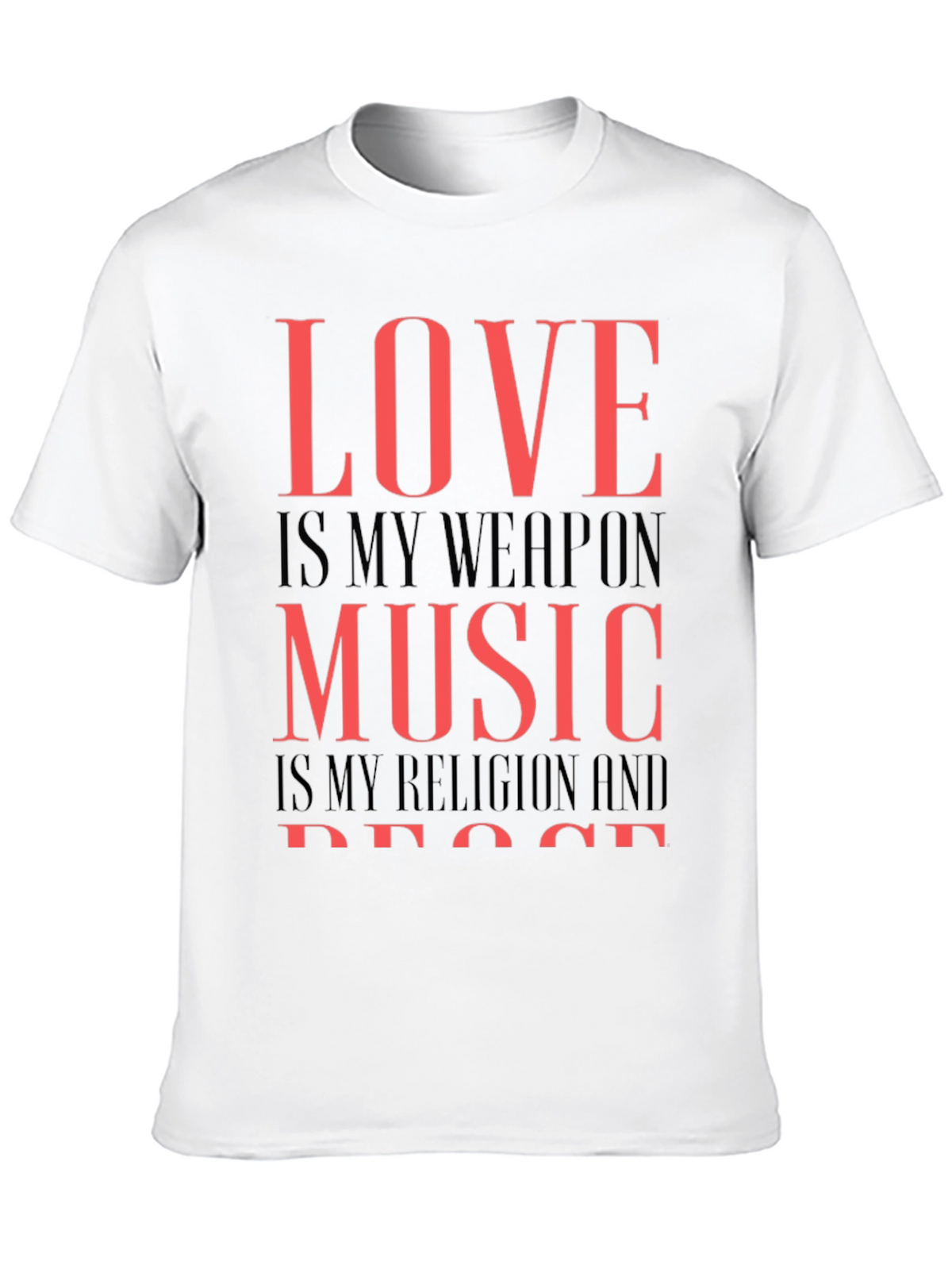 Love Music Peace Graphic Tee - Black Cotton T-Shirt