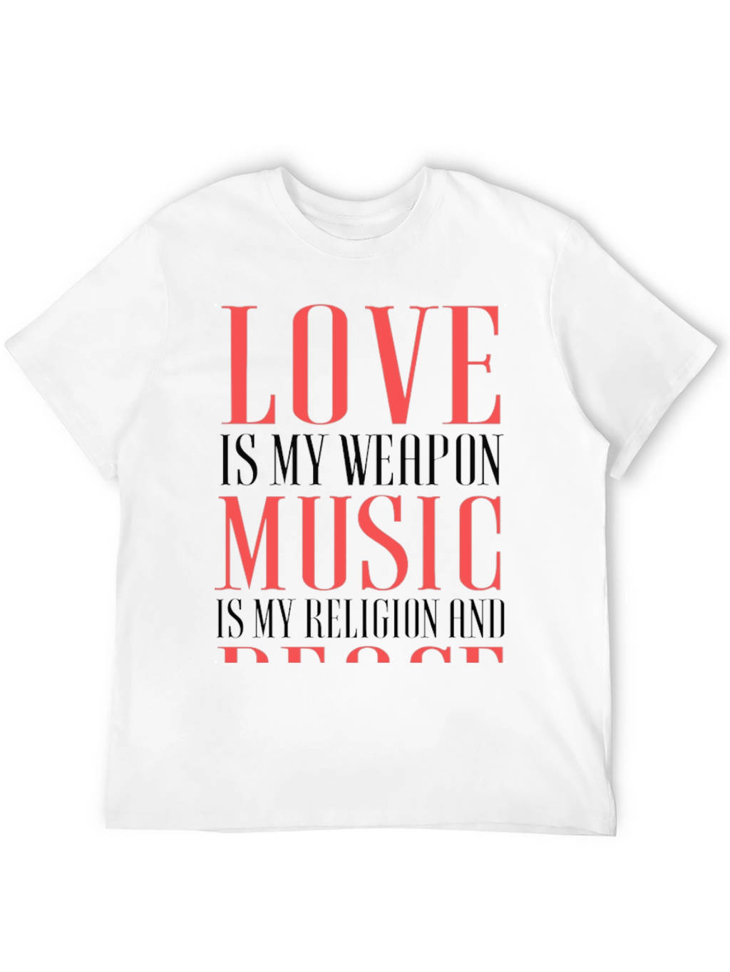 Love Music Peace Graphic Tee - Black Cotton T-Shirt