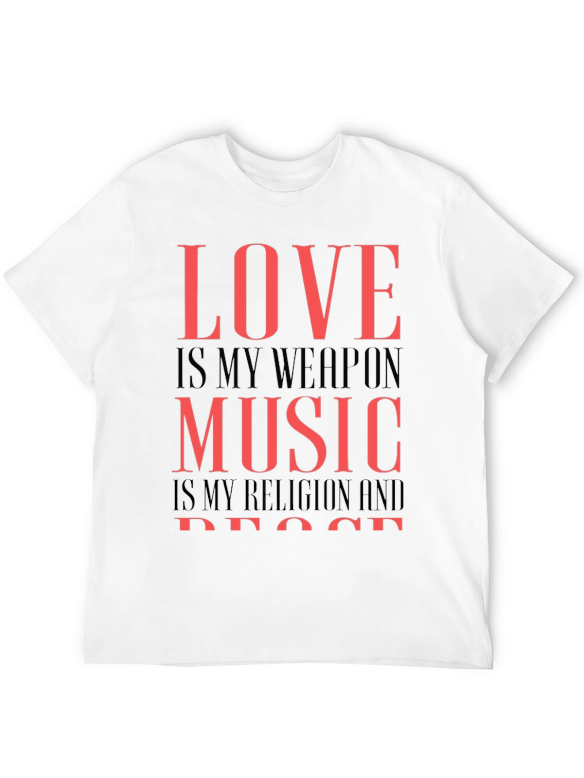 Love Music Peace Graphic Tee - Black Cotton T-Shirt
