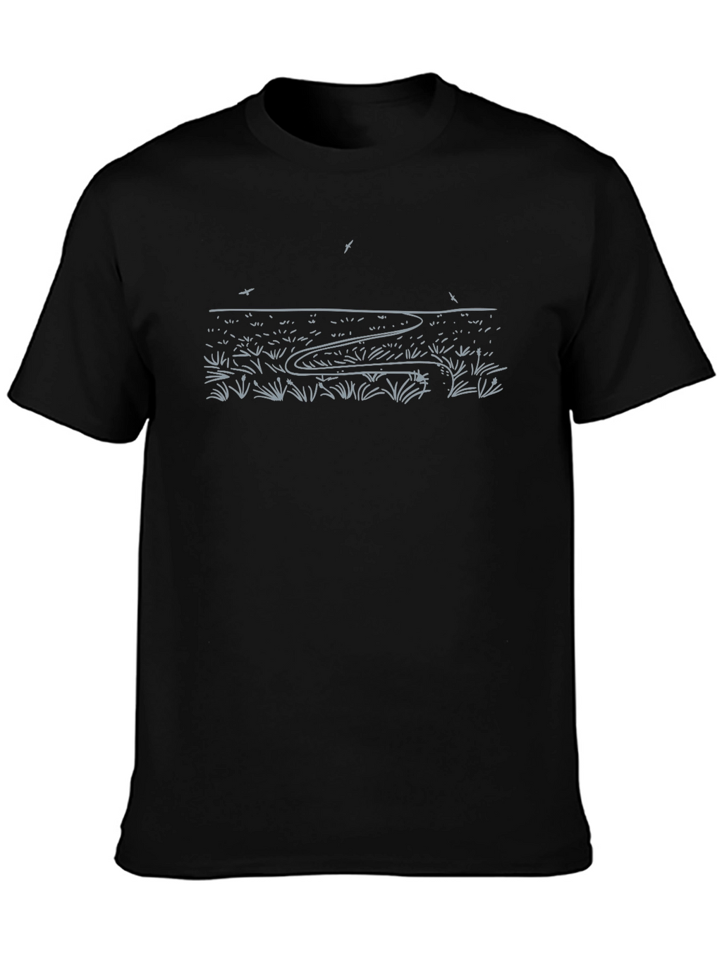 Nature Line Art Black T-Shirt