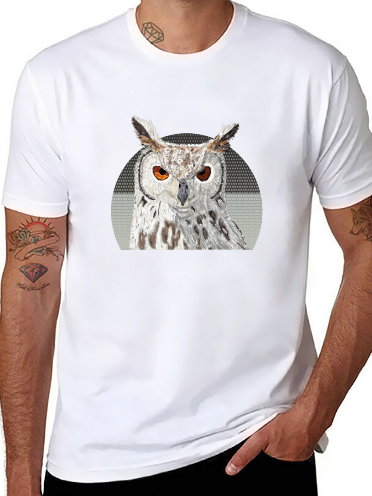 Owl Graphic Print T-Shirt - Black