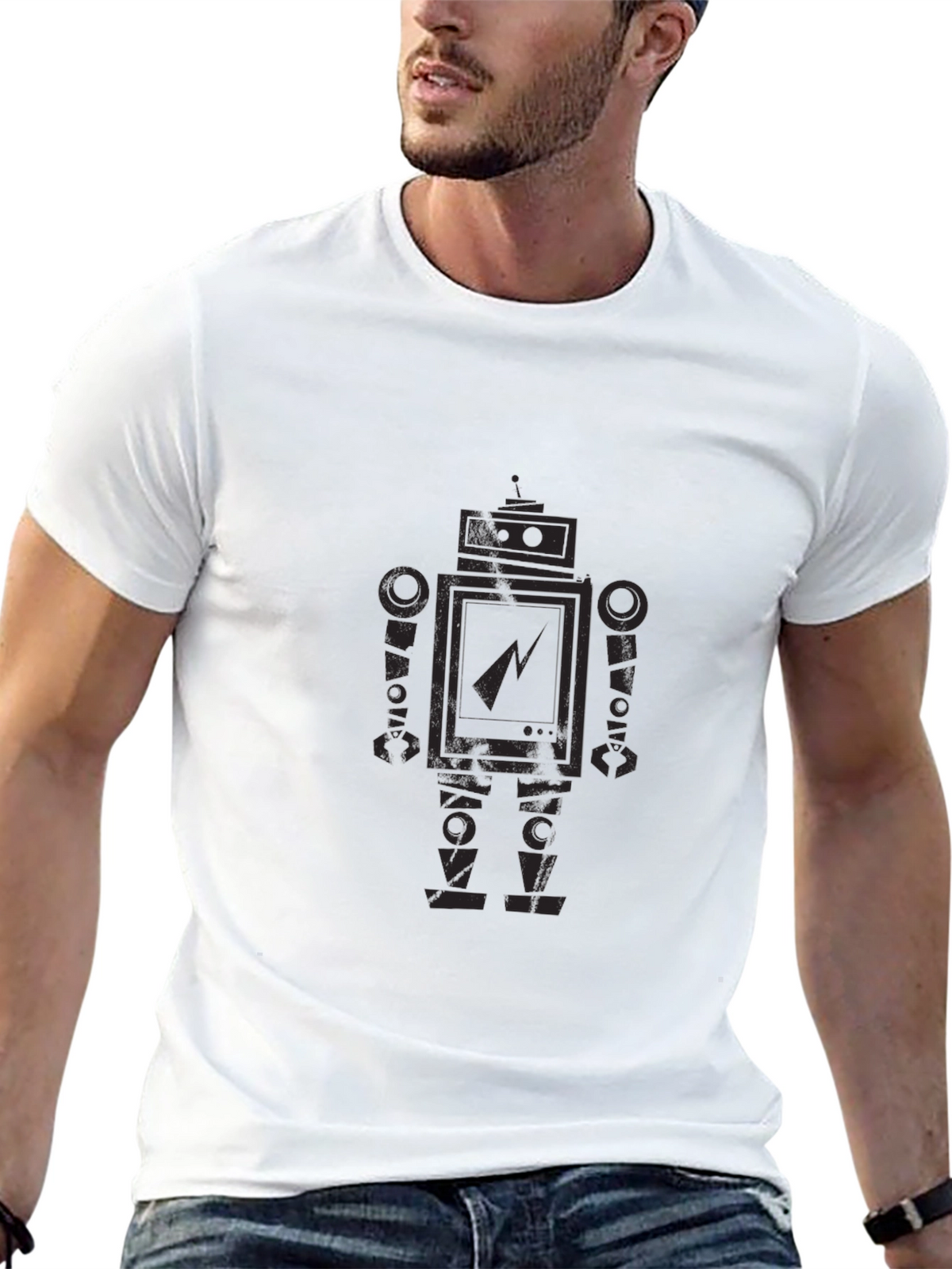 Robot Graphic Print T-Shirt