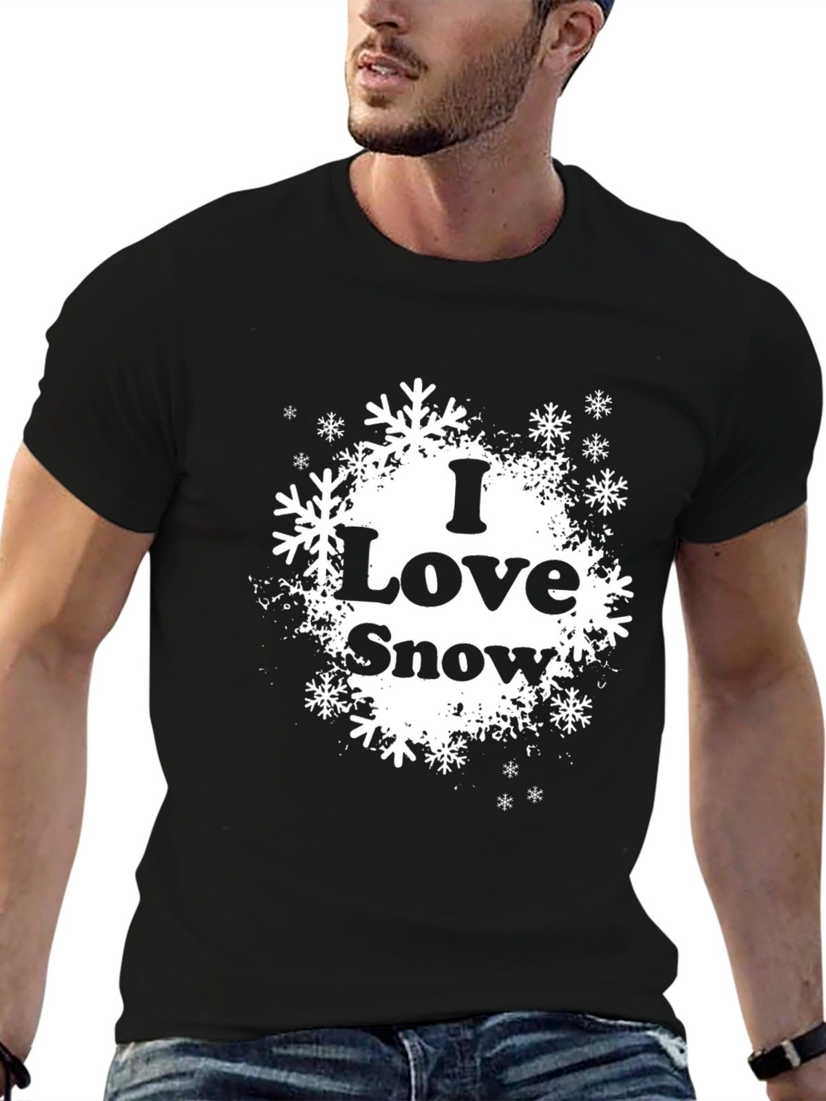 I Love Snow Snowflake Graphic T-Shirt