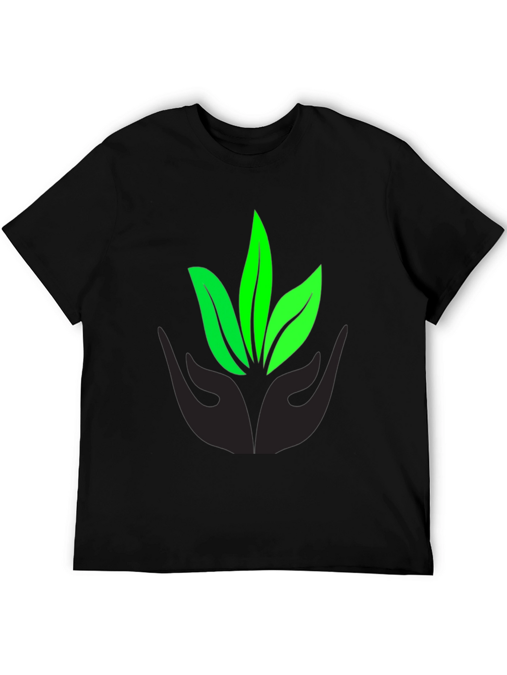 Eco-Friendly Black T-Shirt with Leaf Design