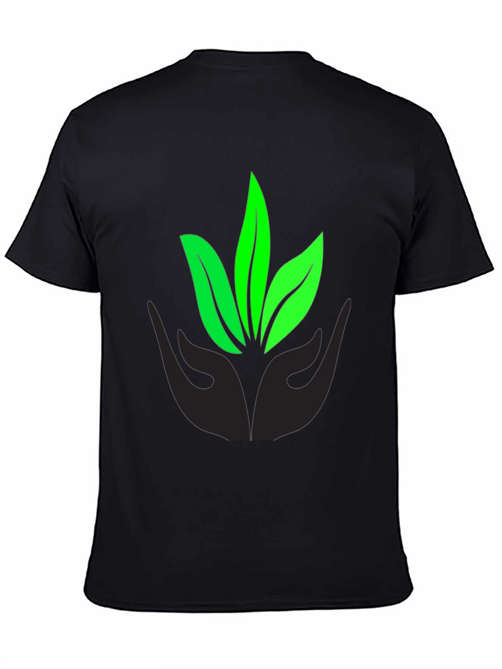 Eco-Friendly Black T-Shirt with Leaf Design