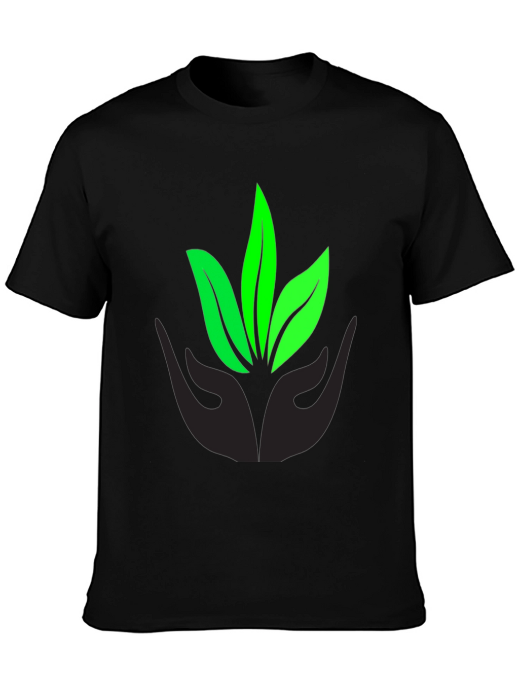 Eco-Friendly Black T-Shirt with Leaf Design
