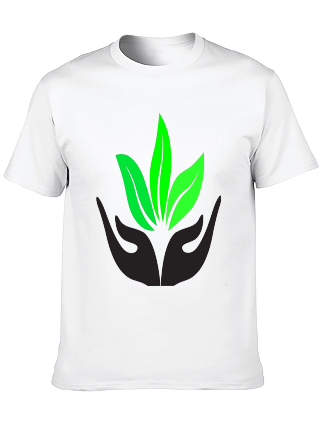 Eco-Friendly Black T-Shirt with Leaf Design