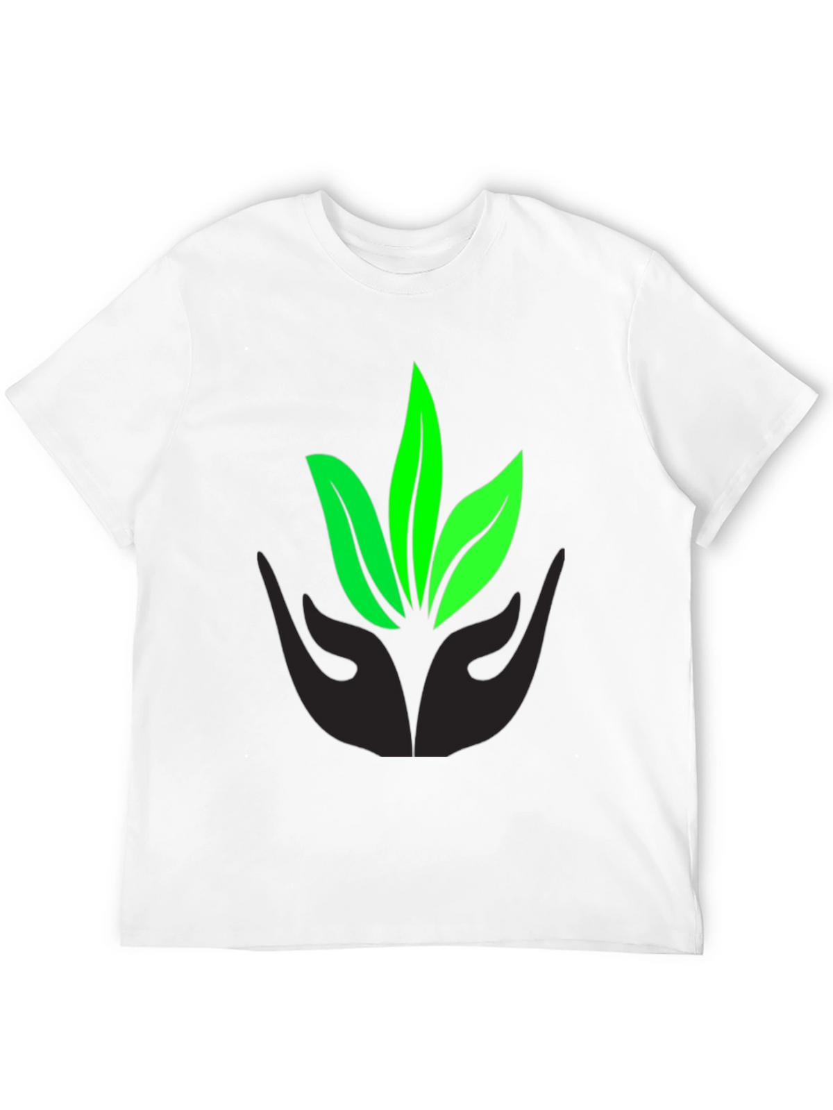 Eco-Friendly Black T-Shirt with Leaf Design