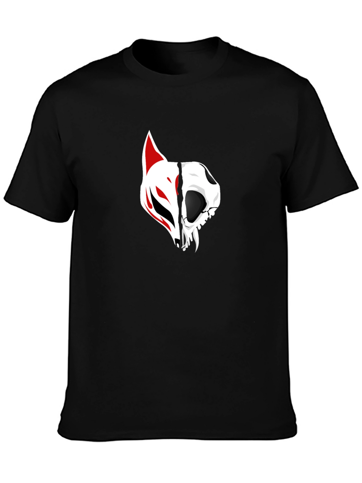 Black Tee with Fox and Skull Graphic