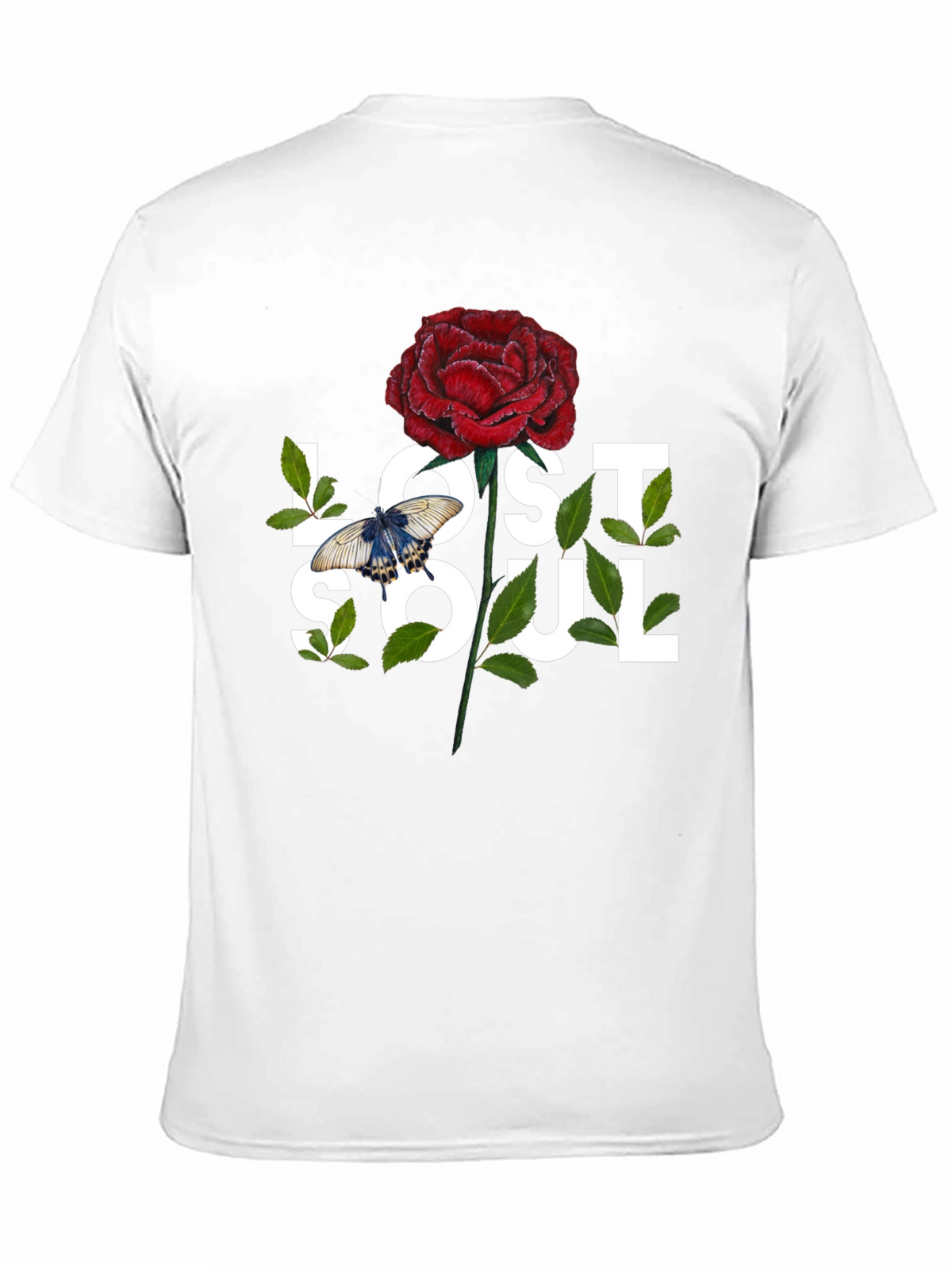 Lost Soul Rose Graphic Tee - Black Casual T-Shirt