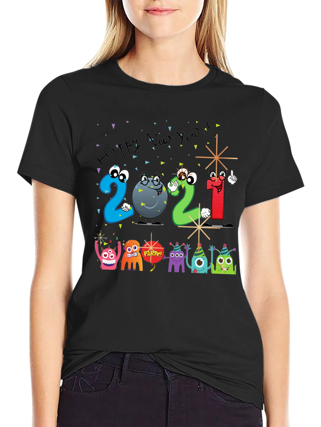 Happy New Year 2021 Cartoon T-Shirt